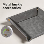 CoBak Leather Valet Tray for Men, Premium PU Leather Catch-All Tray for Entryway Table Key, Phone, Wallet, Coins & Jewelry, Bedside Nightstand Desk-top Catchall (Gray) - color: Gray