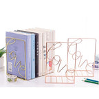 Creative Minimalist Style Bookends Metal Adjustable Books Holder Stand Book Rack Desk Bookend - Love, Gold - color: Love, Gold