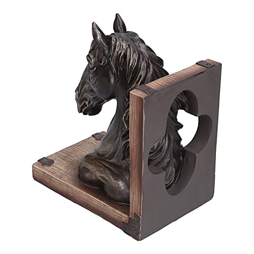 MINGZHE Horse Head Art Bookends Horse Head Sculpture Multifunctional Horse Head Sculpture Resin Horse Bookends Horse Bookends Horse Wall Art for Home Living Room(BS20900 Bronze Horse (Single))
