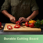 Allsum 24x18" Extra Large Bamboo Cutting Boards for Kitchen, XXL Wood Charcuterie Boards Cheese Serving Tray with Side Handles and Juice Grooves, Solid Durable Reversible - size: 24"L x 18"W