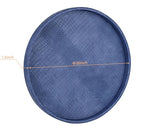 HofferRuffer Round Serving Tray 20'', Elegant Faux Leather Circle Ottoman Table Tray, Serve Tea Coffee Breakfast in Bedroom Living Room Kitchen (Blue, 20") - color: Blue, size: 20"