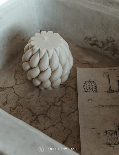 LAWA Knot Ball Candle - Large Beautiful Handmade Pillar Scented Soy Wax Elegant Bubble Aesthetic Candle Housewarming Gift Home Room Shelf Decor Idea White - color: White