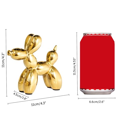 Gold Balloon Dog Statue Suitable for Living Room, Bedroom, Office Desktop Small Ceramic Animal Sculpture Art Decoration Modern Home Decor 4.3 Inches - color: Gold