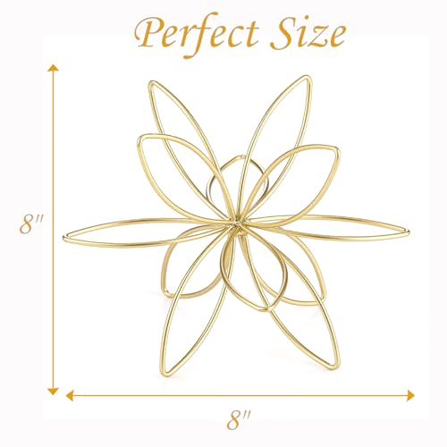 8" Gold Decorative Sphere, Metal Floral Tabletop Sculpture, Abstract Tabletop Decorative Ball for Home Metal Sphere Decor - color: Golden-8in