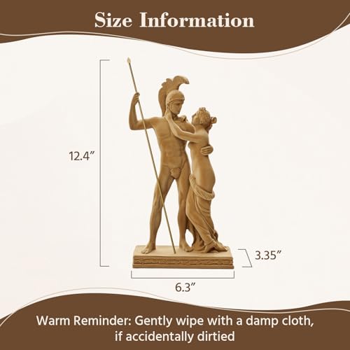Velvet Flocked Statue Ares & Aphrodite, Flocked Sculpture Mythological Symbolism Figurine for Living Room, Bookshelf, Offices, Table Decor (Brown) - color: Ares & Aphrodite-brown