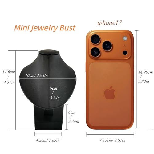 Mini Pendant Jewelry Display Stand Bust White PU Holder Black Velvet Mannequin Necklace Stand Wooden Portrait Model 11cm (Black PU) - color: Black PU