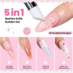 Beetles 3D Gel Nail Art with 3D Mold-2 Pcs Ballet Whisper Clear&Pink Solid Builder Nail Gel,Non-Sticky Sculpting, Dual-Ended Sculpture Pen, Beginner Friendly DIY at Home,UV LED Lamp Needed - color: B6-Clear & Pink