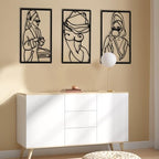 CHENGU 3 Pieces Metal Minimalist Abstract Woman Wall Art Line Drawing Wall Art Decor Single Line Female Home Hanging for Kitchen Bathroom Living Room - style: Bath Style