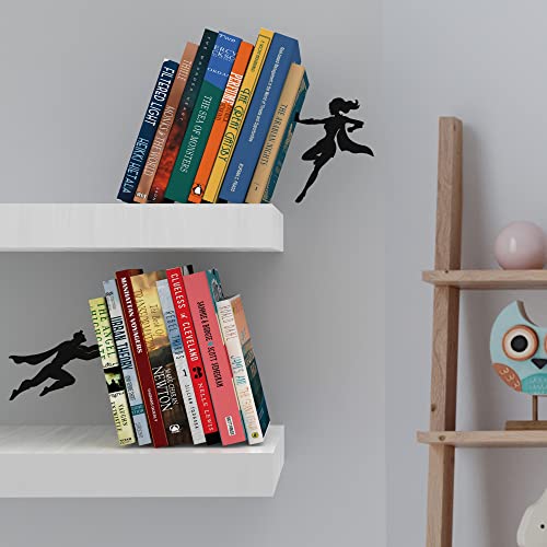 Artori Design Book Ends to Hold Books Heavy Duty Hidden Metal Bookends for Shelves Bookend Book Holder for Home Decorative Gift for Book End Lovers and Home Décor (Supergal+Book&Hero) - color: Black