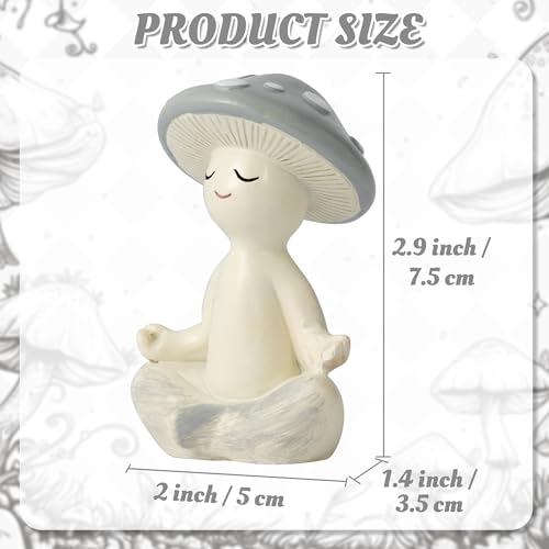 Meditation Mushroom Resin Statue - Cute Meditation Mushroom Statue for Desk Living Room Resin Figurine for Home Patio Office Decoration Cute Plant Statues for Tabletop Garden Backyard Decor - style: Meditation Mushroom A