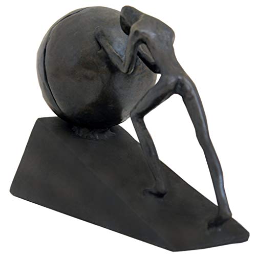Briskfeel Man with Sphere Iron Statue Metal Sisyphus Sculpture Sportsman Art Metal Ornament Figurine Home and Office Decor (B2 Strong) - color: B2 Strong