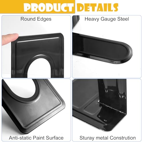 14 PCS/7 Pair Black Metal Bookends, 6.5 x 4.9 x 5.7in Heavy Duty, Non-Skid, Universal Book Stopper