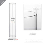 WGVI Hurricane Candle Holder Sleeve, Wide 3", Height 16", Clear Glass Cylinder Candleholder, Chimney Tube, Open Ended Candle Shade, 1 Piece - size: 3"x16"H