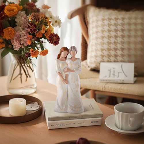 Storieme Mom Birthday Gifts from Daughter: 7.7" Hand-Painted Mother Daughter Resin Figurine Statue - Sentimental Mothers Day Home Shelf Decor for Women - style: Side by Side