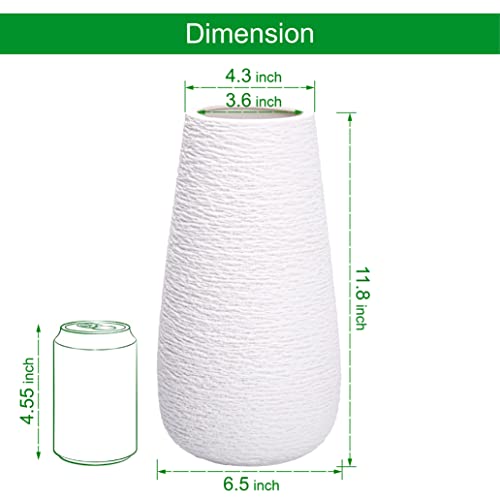 D'vine Dev 12 Inch Textured White Elegant Oval Ceramic Vase for Flowers, Home Décor Vase with Design Box, VS-LD-C-1 - color: Textured White, size: 12 Inch