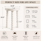 LitaEther Bobbin Side Table, Solid Wood Half Moon End Table, Small Wooden Accent Table with Chunky Turned Legs, Plant Stand for Living Room Bedroom Entryway, Modern Farmhouse Bedside Table, White - color: White