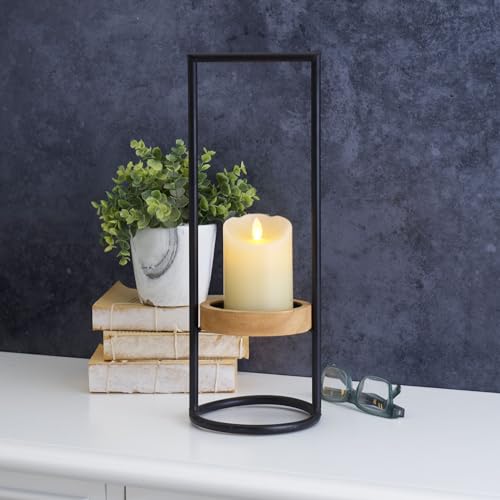 Elements Metal and Wood Candle Holder