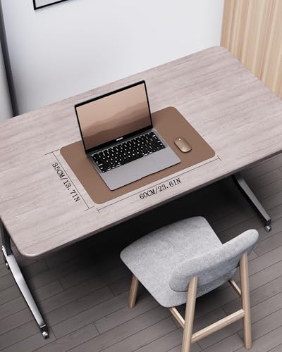 YSAGi Double-Sided Desk Pad, Leather Desk Mat, Eco Cork Desk Pad Protector, Large Mouse Pad for Desk, Waterproof Desk Blotter Pad, Desk Writing Pad for Office Work/Home(23.6"x13.7",Coffee+Cork) - color: Coffee+cork, size: 23.6"x13.7"