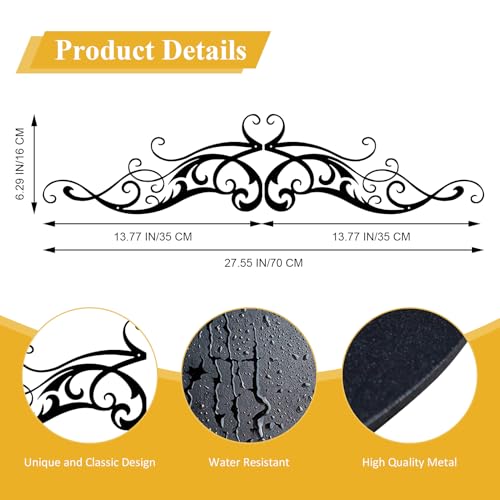 cape leadwort Black Metal Wall Art, Traditional Metal Scroll Wall Decor, Rustic Iron Wall Medallion, Accent Scroll Pair for Front Porch Above Door Hallway Entryway Living Room（Small） - color: Scroll