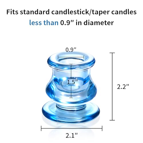 NITIME 12pcs Blue Candlestick Holders, Blue Glass Candle Holders for Pillar Candles, Taper Candle and Tealight Candles, Taper Candle Holders for Wedding, Table Centerpiece - color: Blue