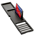 Bathtub Tray Black - Bath Tray Expandable - Bath Table Trays for Bathtub/Tub,Premium Bamboo Wooden, Fits Most Bath Tubs - color: Dark Black