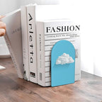 White Cloud Minimalist Bookends for Shelves 2 Pcs Wooden Book Stopper Organizer for Home Office Libraries