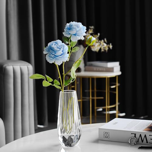 Kitcom Flower/Bud Crystal Vase Decorative Vases for Home or Wedding, Outline Dimensions W3.1''xH7'', Clear with Gift Box - size: Large