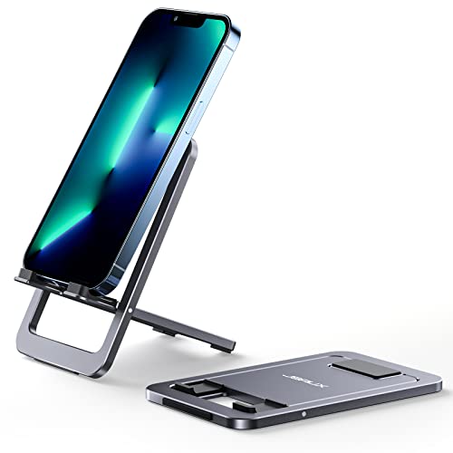 JSAUX Cell Phone Stand 2-Pack, Foldable Aluminum Adjustable Phone Holder for Desk Portable Travel Essentials Office Accessories for iPhone 17 16 15 14 13 Pro Max Samsung S25 S24 S23 Ultra Kindle-Gray - color: Grey, size: 2-PACK