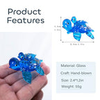 HDCRYSTALGIFTS 2.5'' Blown Glass Sea Turtle Figurines Gift for Women, Handmade Glass Sea Animals Collection, Dollhouse Miniatures - color: Sea Turtle
