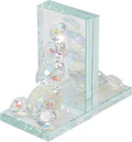 Set of 2 Crystal Diamonds Decorative Bookends – Heavy Duty Modern Shelf Decor Accents with Elegant Geometric Design – Glass Office & Home Decor – 7", Clear & Frosted