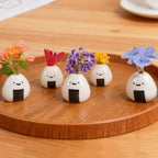 Tnstbiee 5 PCS Mini Onigiri Flower Vase Set - Cute Japanese Handmade Bud Vases Bulk for Dried Flowers, Small Centerpiece Vase for Coffee Table Living Room Home Decor, Unique Japandi Tiny Ceramic Vases
