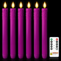 Homemory 6 Pcs Real Wax Purple Flameless Taper Candles with Remote Timer, 9.6 Inches LED Fake Candlesticks, LED Candle with 3D Flickering Flame for Romantic Wedding, Dinner, Xmas Anniversary Decor - style: Mysterious - Purple 9.6"