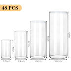 Fixwal 48pcs Clear Glass Cylinder Vases, 4, 6, 8, 10 Inch Tall Cylinder Vases for Centerpieces, Glass Flower Vase, Floating Candle Holder Vase for Table Shelf, Party, Wedding, Home Decor - size: 48pcs