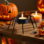 FORUP 6 Pack Metal Spider Tea Light Candle Holders, Halloween Candle Holder, Halloween Home Table Decoration, Black