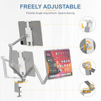 Houele Tablet Stand Holder, Adjustable Foldable Tablet Arm iPad Desk Mount with 360°Rotate Base, Phone Holder iPad Stand for Desk and Bed, Compatible with Tablets, Phones or Other 4-15.6" Device - color: Silver