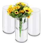 Qunclay 4 Pcs Acrylic Flower Vase Plastic Cylinder Vase for Centerpiece Decorative Clear Acrylic Cylinder Containers Break Resistant Round for Home Party Table Deco(5 x 10 Inch) - size: 5 x 10 Inch