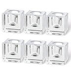 Glass Candle Holder Set of 6 Taper Candle Holders for Candlesticks Clear Crystal Candle Stick Candle Holders for Table Centerpiece Square Candlestick Holders for Wedding Easter Christmas Thanksgiving