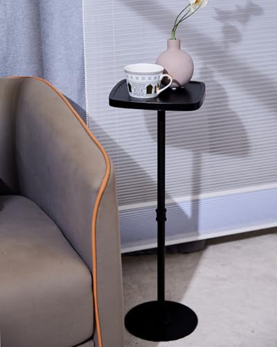 Drink Table, Small Pedestal Side Table, Cocktail Martini Tables Drink Stand, Modern Square Tiny Accent End Table with Metal Base for Small Spaces Living Room Bedroom Office Bar (Black) - color: Black