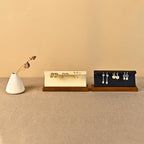 Solid Wood Jewelry Earrings Display Stand Small Jewelry Display for Long Earrings(Beige) - color: Beige