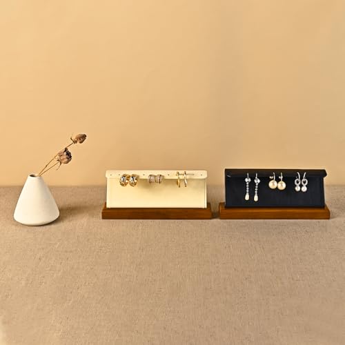 Solid Wood Jewelry Earrings Display Stand Small Jewelry Display for Long Earrings(Grey) - color: Grey