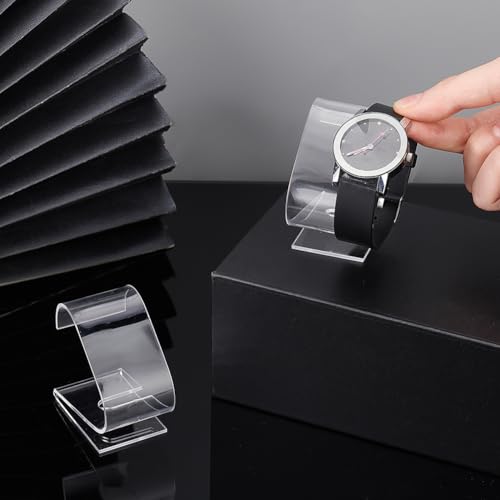 PH PandaHall 2pcs Clear Watch Stand, 2.4 x 2.4 x 1.3 inch Single Watch Holder Display Acrylic Bracelet Display Rack Jewelry Holder Stand Watch Organizer Storage for Women
