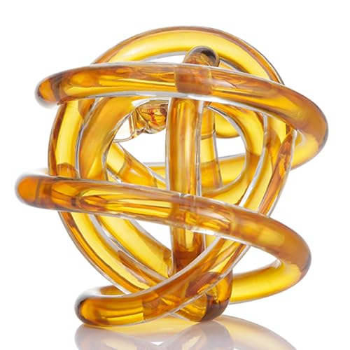 Glass Knot Teal Decor Ball - 5 Inch Hand Blown Infinity Sculpture Orbit Home Decor Table Decoration Interio Art - color: Brown, size: 5-Inch Diameter