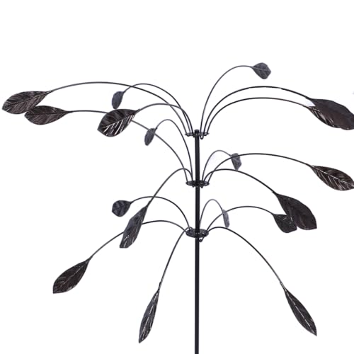 Wind Spinner Kinetic Wind Spinner Falling Foliage Design Wind Sculpture, Rustproof Water Proof Heavy Duty Falling Foliage Kinetic Copper Triple Spinner for Outdoor Garden