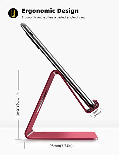 Lamicall Cell Phone Stand, Phone Dock : Cradle, Holder, Stand, Compatible with Phone 12 Mini 11 Pro Xs Xs Max Xr X 8 7 6 6s Plus 5 5s 5c All Android Smartphone Charging, Accessories Desk - Red - color: d-red
