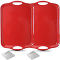 KAQAHIDO Large Melamine Serving Trays for Eating, 17.5’’ x 12’’ Serve Platter for Appetizer, Charcuterie, Food, Snack, Cupcakes, Dessert, BPA-Free, Dishwasher Safe Tray, Set of 2, Red - color: Red