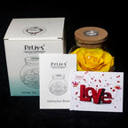 Preserved Real Roses with Colorful Mood Light Wishing Bottle,Eternal Rose，Never Withered Flowers, a Gifts for Women 4.3inch 1pcs (Yellow) - color: Yellow