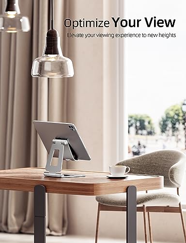 Nulaxy Aluminum Dual Foldable iPad Stand, Fully Adjustable Desktop Tablet Holder, Tablet Accessories for Office Kindle Compatible with Mobile Devices iPad Pro/Air/Mini, iPhone Pro/Max/Plus, Silver - color: B-Silver
