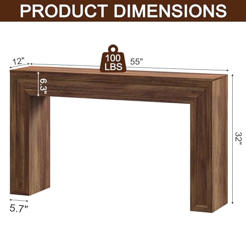 Rresyet 55 Inch Long Console Table, Sofa Table Behind Sofa, Wooden Entryway Table, Farmhouse Entryway Table for Entry, Hallway, Living Room (Wood) - color: Wood