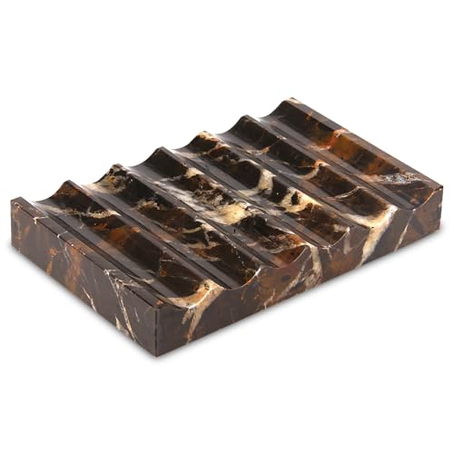 Luxury Marble Soap Dish Tray,Rectangle Stone Marble Soap Tray,Self Draining Soap Holder for Bathroom, Kitchen (Black Gold) - color: Black Gold
