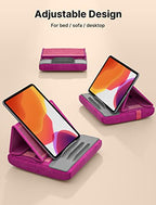 JSAUX Tablet Pillow Stand, Tablet Stand Holder Dock for Lap, Bed and Desk Compatible with iPad Pro 11 10.5 9.7 10.2 Air Mini, Kindle, Tablets, Phones, E-Reader and More 4-11'' Devices Purplish Red - color: Purplish Red